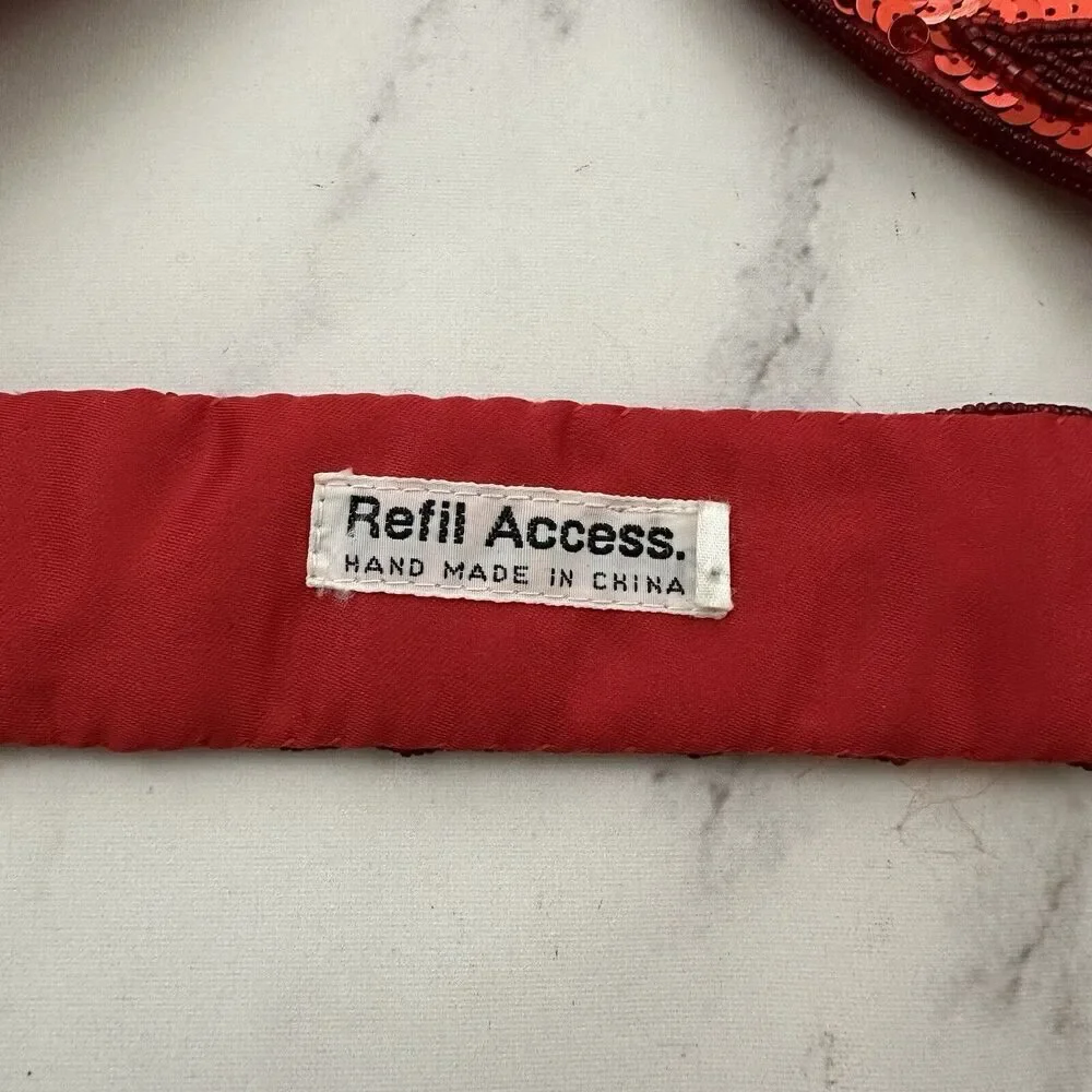 Refil Accessories Womens Vintage 90s Sequin Beaded Belt Size S/M Red Sparkle